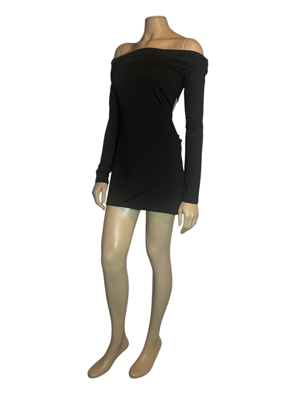 Peppermayo Black Off Shoulder Long Sleeve Mini Dress
